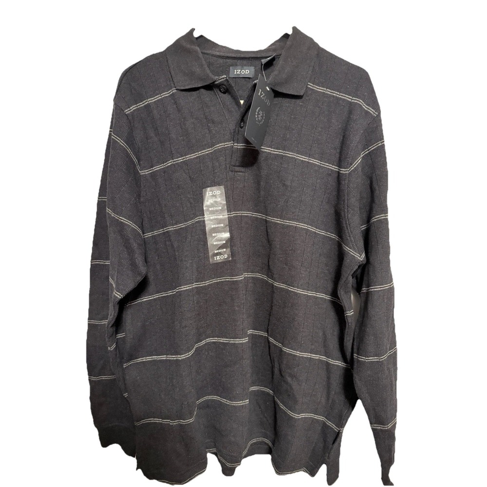 NWT Men's Izod Striped‎ Long Sleeve Pullover Size Medium